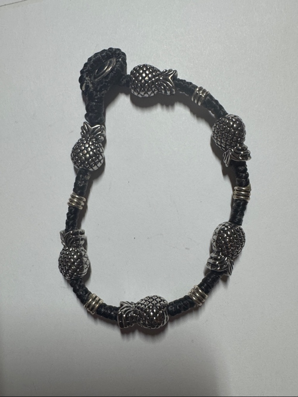 Black Pineapple Charm Braided Bracelet